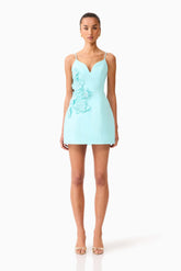 Stella Tulip Mini Dress in Aqua Blue