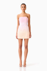 Lumira Sequin Lace Mini Dress in Pink Ombre