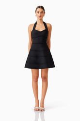 Katlyn Halter Mini Dress in Black
