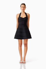 Katlyn Halter Mini Dress in Black