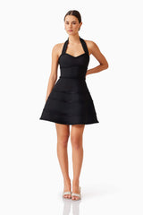 Katlyn Halter Mini Dress in Black