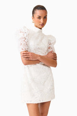 Elowen Floral Applique Mini Dress in White
