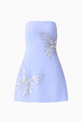 Mira Strapless Mini Dress in Blue