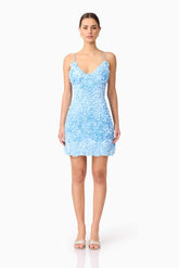 Kaia Floral Mini Dress in Blue