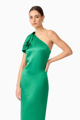 Ameera Asymmetrical Midi Dress in Green