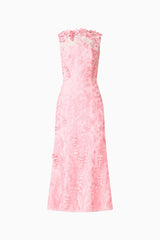 Monique Floral Applique Midi in Pink