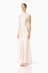 Nicoletta High Neck Gown in Gold