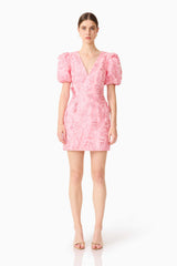 Monique Puff Sleeve Mini Dress in Pink