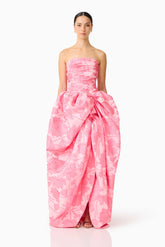 Dionne Strapless Gown in Pink Floral