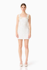 Alessia Embellished Mini Dress in White