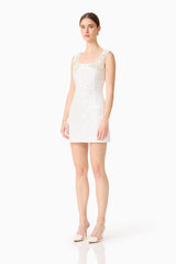 Alessia Embellished Mini Dress in White