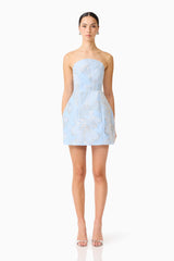 Annabelle Embellished Strapless Mini Dress in Blue