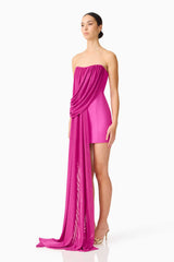 Chantal Asymmetrical Mini Dress in Pink