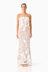 Tiana Floral Maxi Dress in White