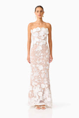 Tiana Floral Maxi Dress in White