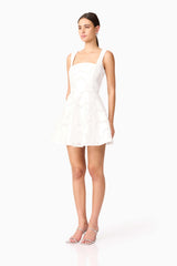 Elara Beaded Mini Dress in White