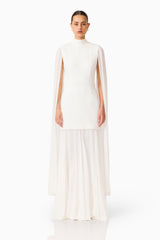 Odelia Cape Sleeve Gown in White