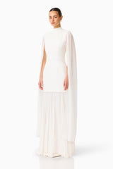Odelia Cape Sleeve Gown in White
