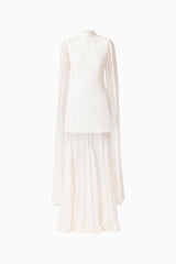 Odelia Cape Sleeve Gown in White