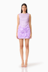 Cerise Embellished Mini Dress in Purple