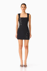 Odelia Beaded Mini Dress in Black