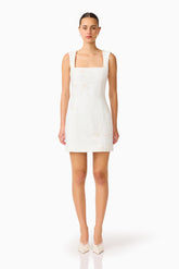 Odelia Beaded Mini Dress in White