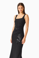 Odelia Beaded Maxi Dress in Black