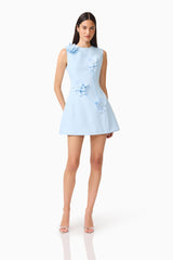 Reina Applique Mini Dress Dress Sky Blue