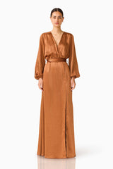 Kai Long Sleeve Maxi Dress in Toffee Brown