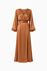 Kai Long Sleeve Maxi Dress in Toffee Brown