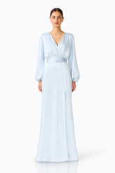 Kai Long Sleeve Maxi Dress in Pale Blue