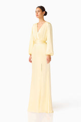 Kai Long Sleeve Maxi Dress in Butter Yellow