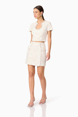 Ellouise Embellished Tweed Set in White
