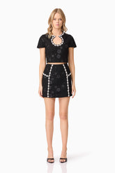 Ellouise Embellished Tweed Set in Black