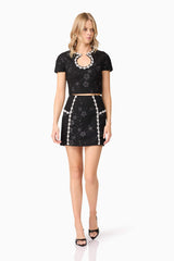 Ellouise Embellished Tweed Set in Black