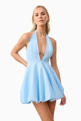 Fiona Halter Mini Dress in Blue