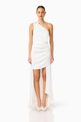 Erielle Asymmetrical Gown in White
