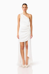 Erielle Asymmetrical Gown in White