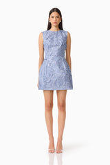 Elisa Tulip Mini Dress in Steel Blue