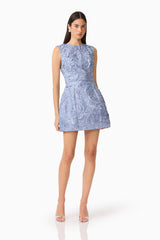 Elisa Tulip Mini Dress in Steel Blue