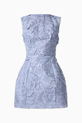 Elisa Tulip Mini Dress in Steel Blue
