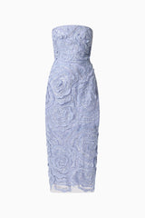 Elisa Column Midi Dress in Steel Blue