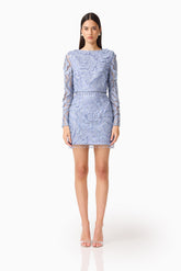 Elisa Top & Skirt Set in Steel Blue