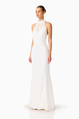 Clarisse Halter Neck Gown in White