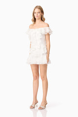 Melissa Tiered Mini Dress in White
