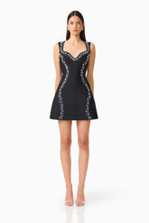 Natasia Embellished Mini Dress in Black