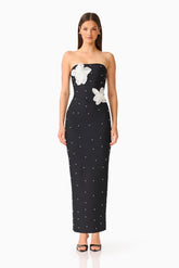 Natasia Embellished Maxi Dress in Black