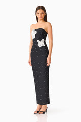 Natasia Embellished Maxi Dress in Black