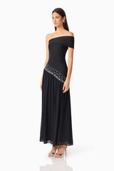 Natasia Off Shoulder Gown in Black