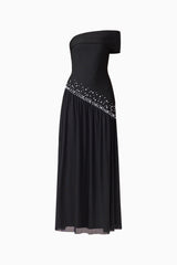 Natasia Off Shoulder Gown in Black